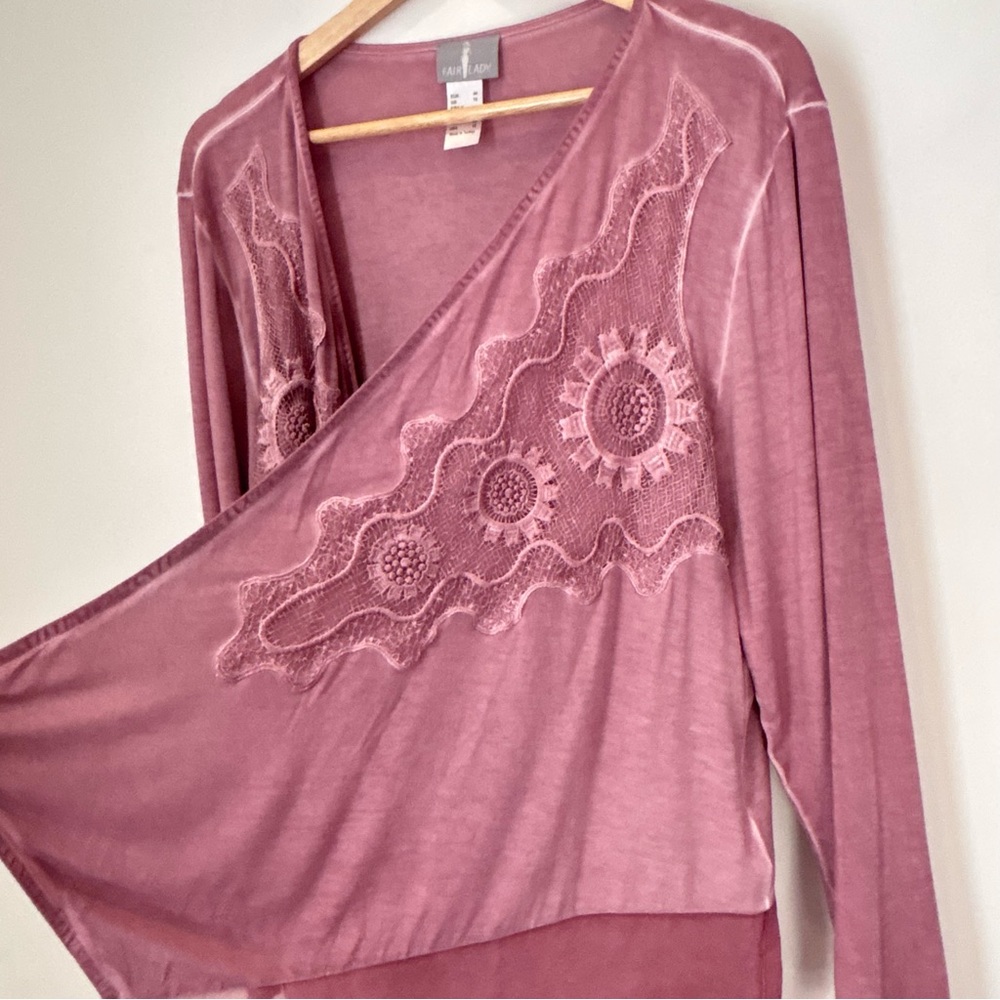 Fair Lady Washed Lace Waterfall Cardigan Boho Grunge Fairy Size 12 or Large A79
